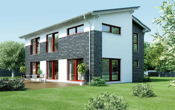Hausvorschlag mit gegenläufigen Pultdächern: Das AF 80 - 140 B V4 Haus im Bauhausstil